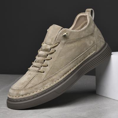 Módne Jarné / Jesenné Pánske Topánky z Pravej Kože s Vyvýšenou Podrážkou Priedušné Pohodlné Outdoorové Topánky Značkové Ležérne Trendové Športové Boardové Topánky