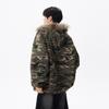 Mens Camo Hooded Jacket Oversize Workwear Style Casual Outerwear Winter