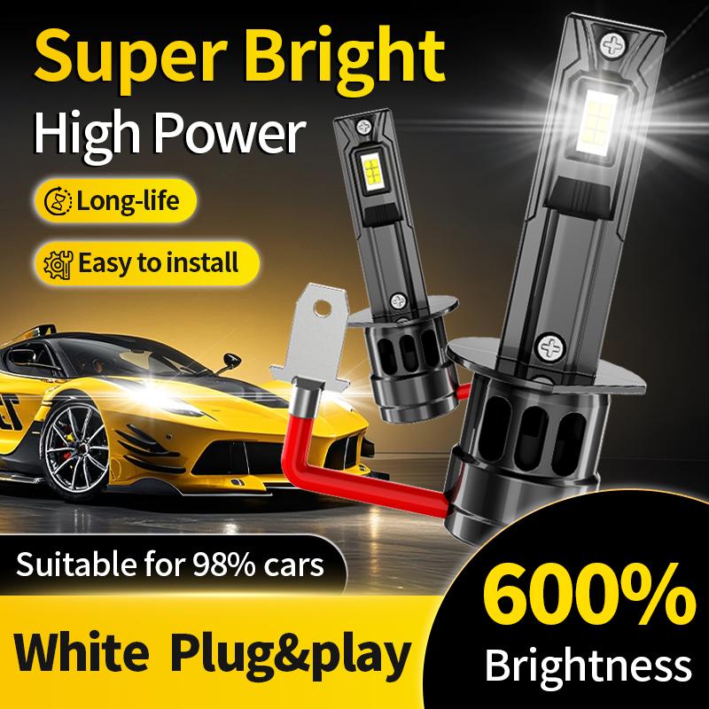 

2PCS White Fog Lights H1 LED Bulbs LED Car Headlight Bulbs 1:1 Mini Size High Power Super Bright Auto Lamps With Fan For Cars
