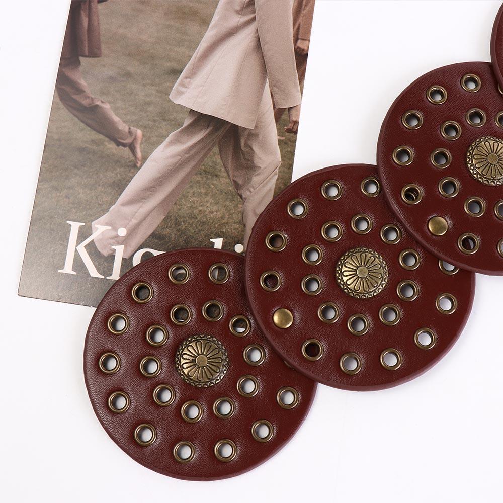 Y2K Hollow Belts Metal Metal Buckle Belts Vintage Round Buckle Belts Decorative Jeans