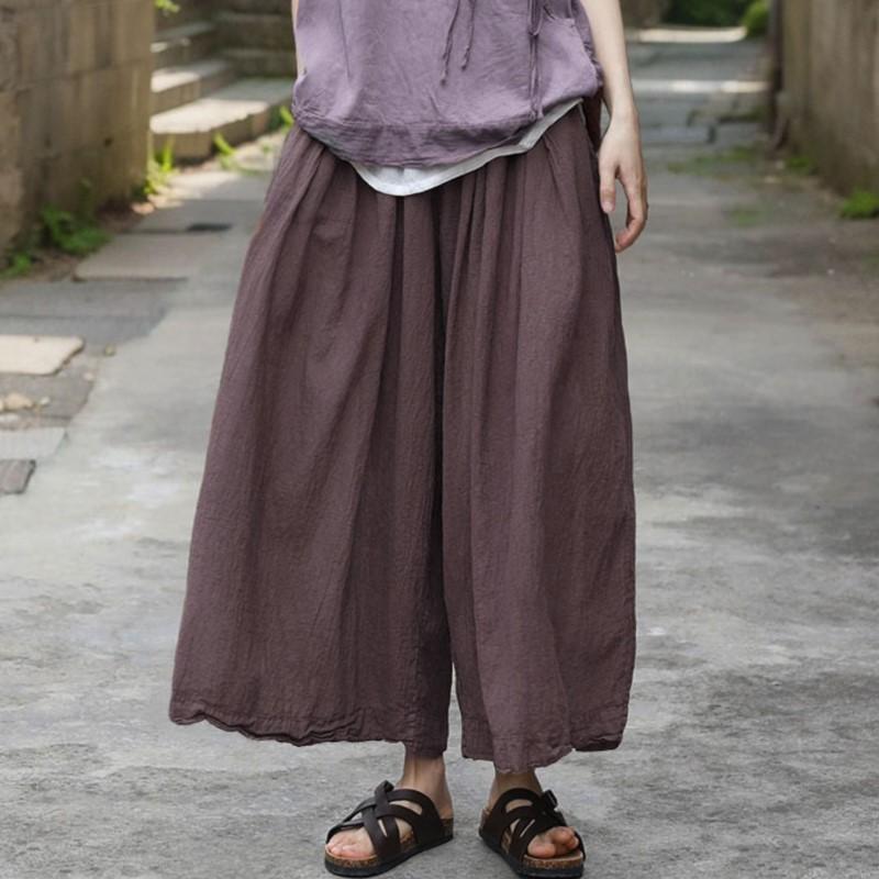 

Женские винтажные прямые брюки Johnature, однотонные брюки с эластичной резинкой на талии, весенние свободные повседневные длинные женские брюки L (93cm)