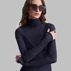 Women Solid Mesh Stand Collar Top Long Sleeve Slim Commute Wear Autumn Winter