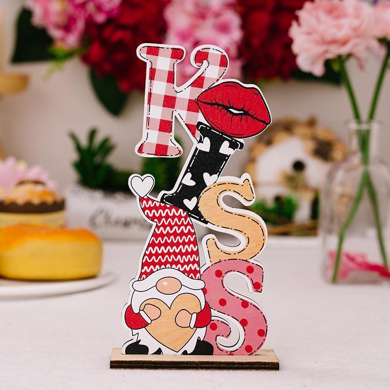 1PC hot-selling Valentine's Day decorative products Wooden Valentine's Day ornaments LOVE atmosphere dress up table