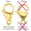 10pcs/lot Gold Mirror Polished 316L Stainless Steel Lobster Clasp 9-19mm Diy Jewelry Clasps for Necklace Bracelet Making