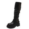 Thick-soled boots children spring and summer new small versatile and thin pile