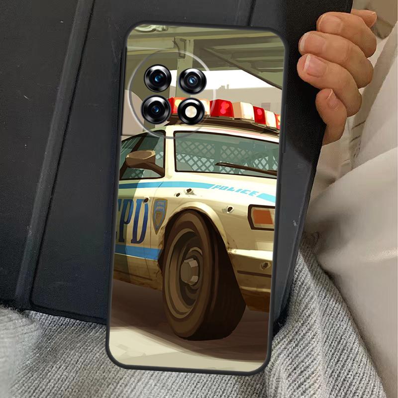 Police Car Case For OnePlus 13T 10T 8T 10R 12R 13R 15 13 12 11 10 9 Nord CE 5 2 3 4 Lite N20 N30 Cover