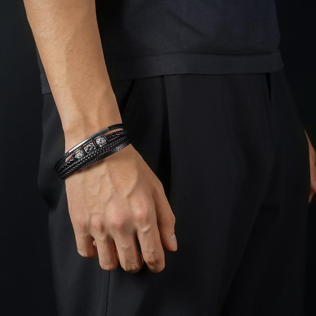 Unisex Multi-layer Leather Bracelet: Hip Hop Punk Style, Light Luxury Wristband for Men and Women