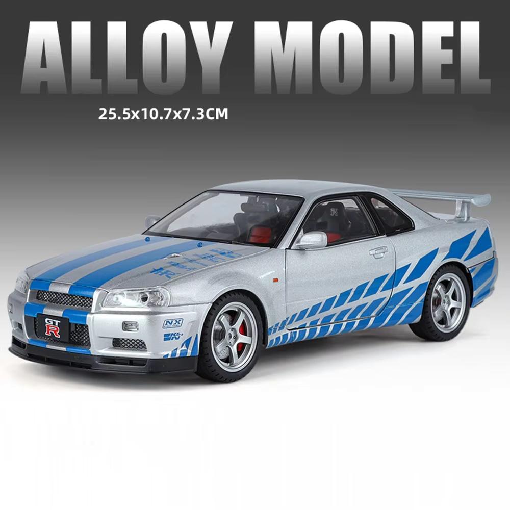 

1:Модель іграшки автомобіля GTR R34 Honda Accord Масштаб 1:18 Звук Світло Двері Відкриваються Амортизація Металеві Моделі Колекція Дитячі Подарунки