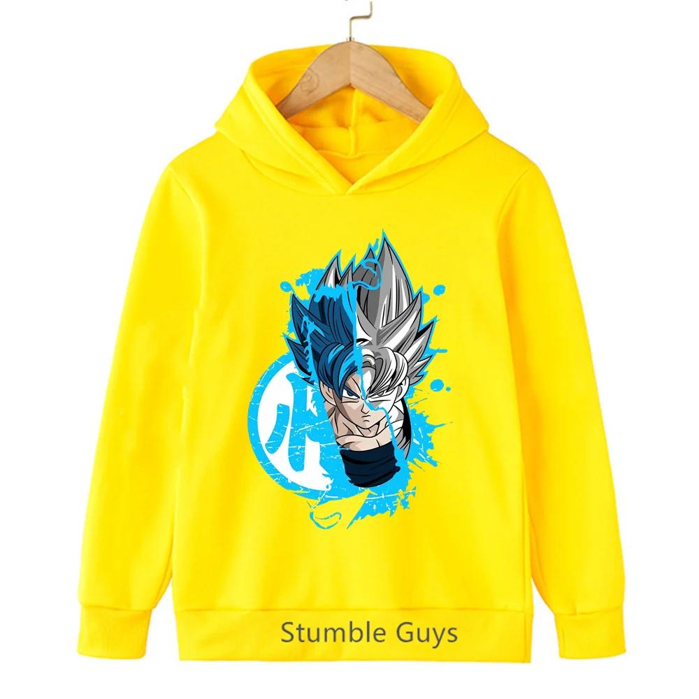 Sweat à capuche imprimé Anime Dragon Ball Goku, Sweat à capuche unisexe pour enfants garçons et filles, Hauts pull à manches longues Super Saiyan pour enfants