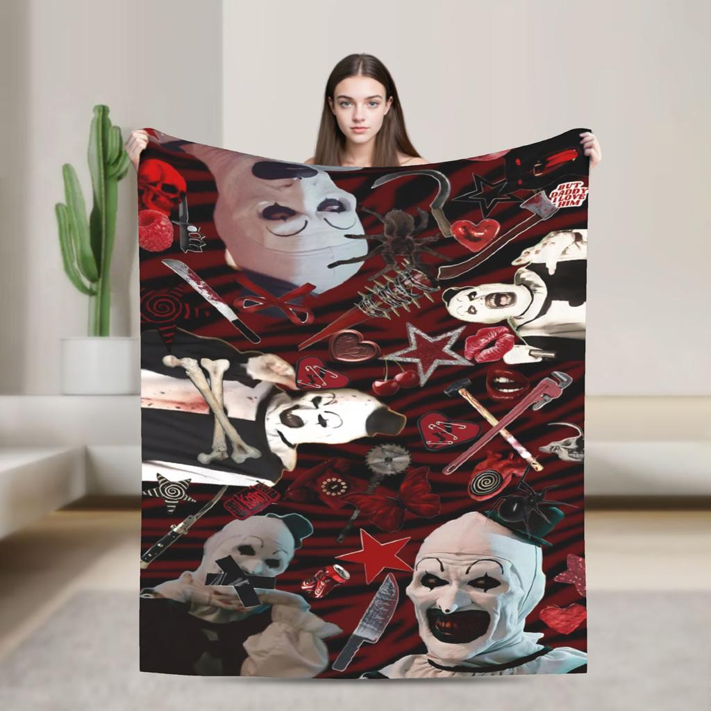 Art The Clown Terrifier Flannel Blanket Horror Movie Funny Throw Blanket For Home 200X150Cm Quilt