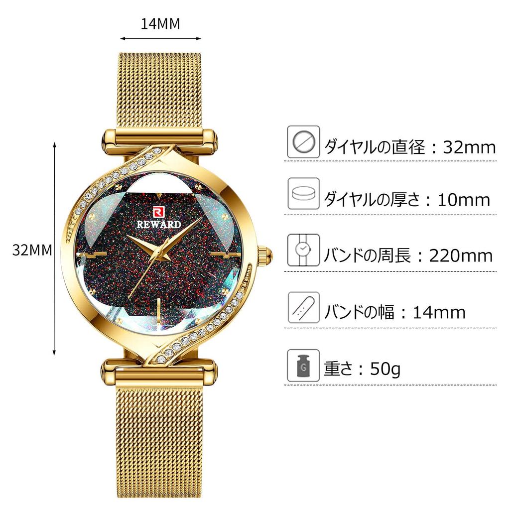RORIOS Damenuhr aus 3D-Blumennetz für den Weg zur Arbeit oder zur Schule, grün, wasserdicht, Japan, Glitzer, Zifferblatt, Diamant, Band, lässig, Quarz, Uhr