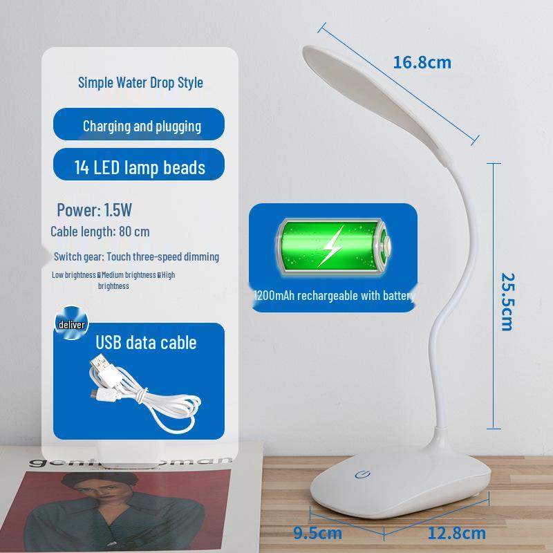 Rechargeable LED Desk Lamp: Dual-use for Study, Reading, & Dormitory Use - Creative Gift Idea