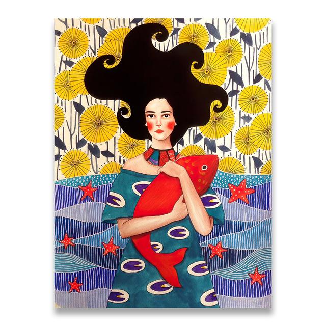 

Абстрактная красочная настенная живопись для девочек, холст, картина, плакат на скандинавскую тему, цветок, волосы, куадрос, настенные панно для гостиной, винтажные без рамы 50*80cm