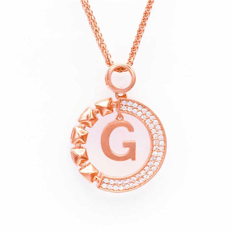 Цвет Золотой Инкрустированный Циркон Буква Кулон Женская Мода Легкая Роскошь Розовое Золото Ключица Цепь