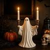 Cute Ghost Figurine Candle Holder for Halloween, Resin Tealight Candlestick, Taper Halloween Decoration Home Table Decor & Spooky Atmosphere Accessory