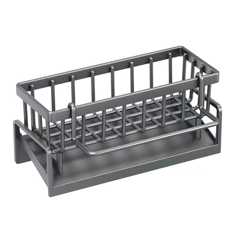 Wall-Mounted Sink Rack: Dish Soap Holder & Drainer for Sponges and Steel Wool.