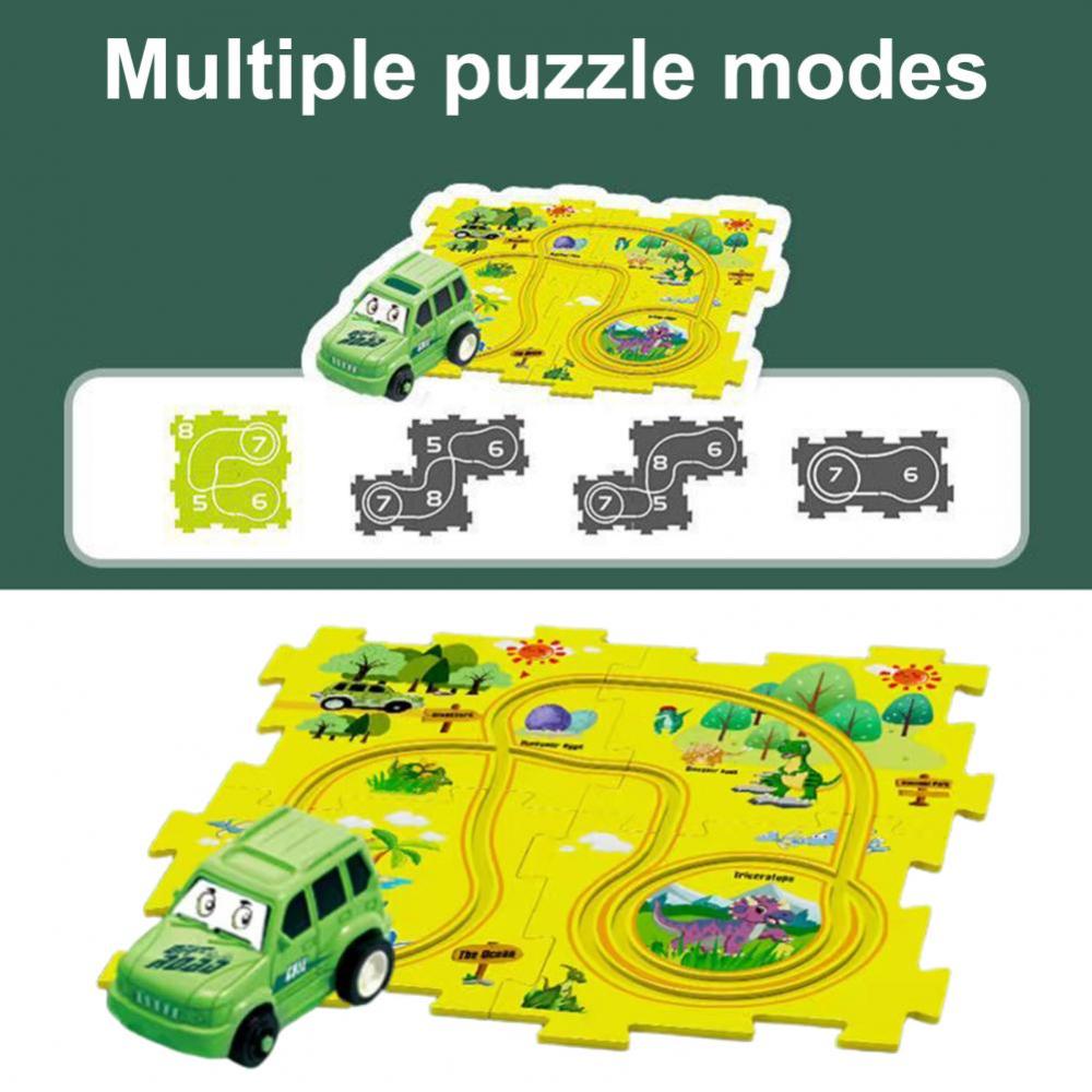 Zestaw zabawek-puzzli Zestaw kolejki DIY Montaż Puzzle Elastyczny tor kolejowy Zabawka do interakcji rodzic-dziecko Zabawki-puzzle z samochodem elektrycznym Prezenty
