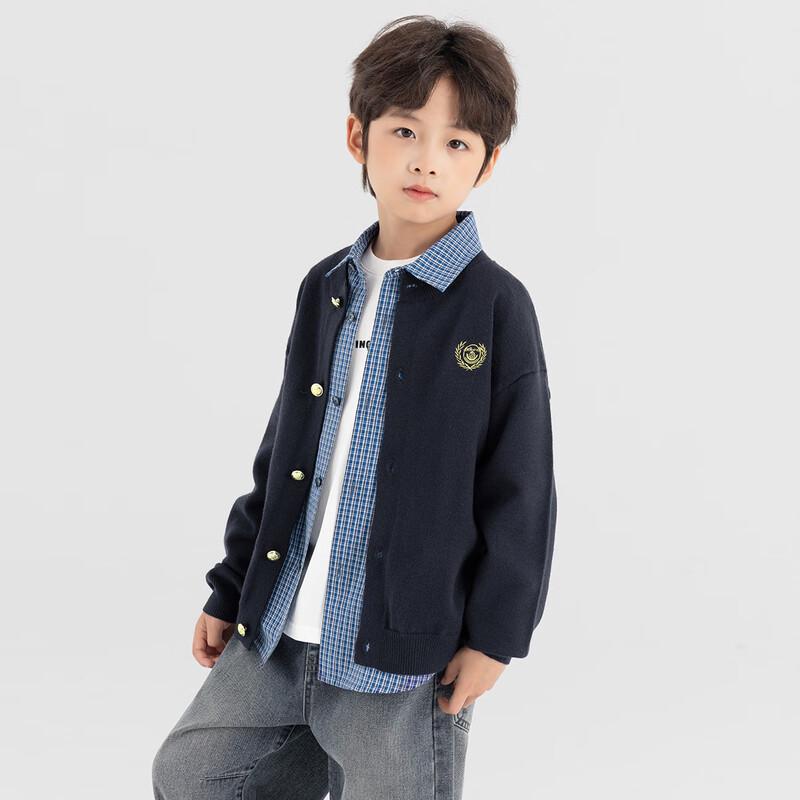 Boys' Academy Style Embroidered Knit Cardigan
