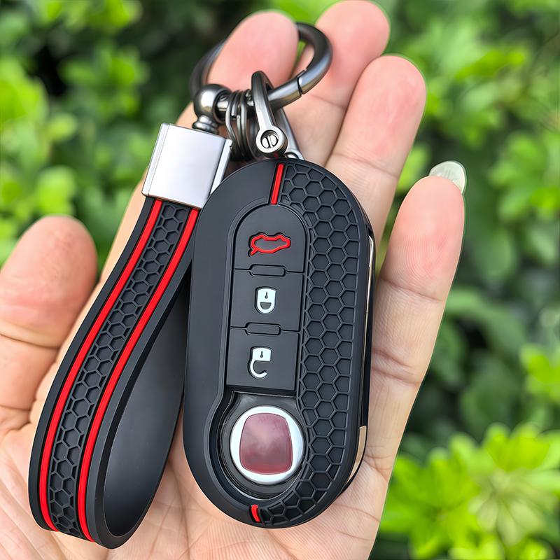 Silicone Car Flip Key Case Cover For Fiat Ducato 500 500L Panda Grande Punto Lancia Musa Auto Shell Fob Keychain Accessories