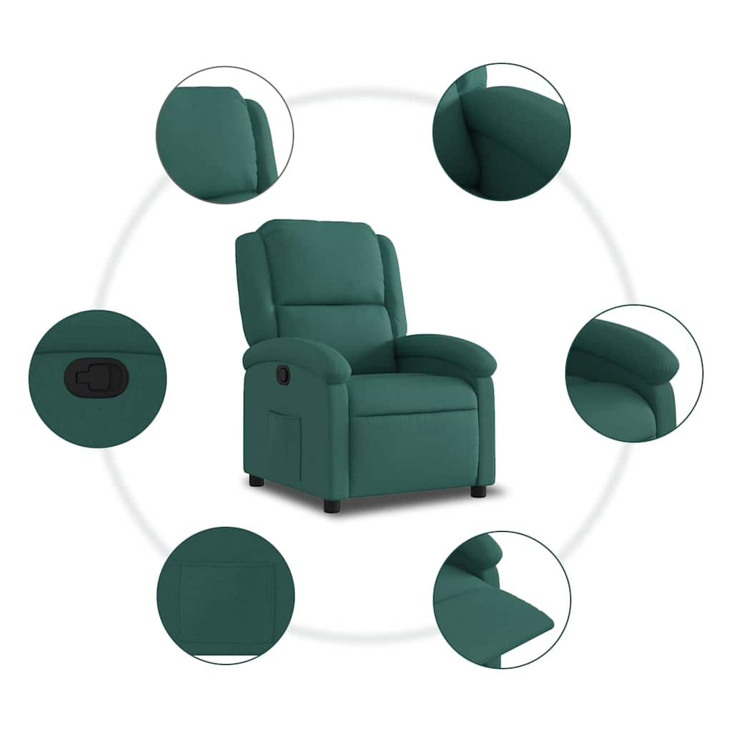 Vidaxl Foldable Armchair, Dark Green, Fabric Upholstered