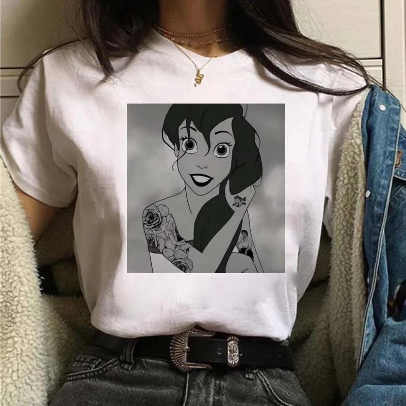 Punk Princess Printed Tshirt Cute Pattern Tee Mermaid Ariel Kawaii Girls TShirt Summer Womens Tops Harajuku T Shirt