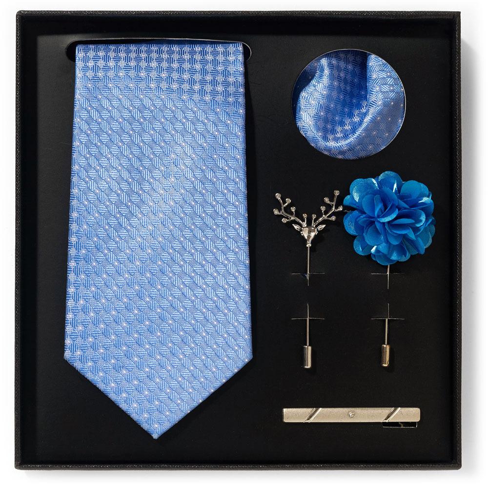 Tie Men'S Net Color Striped Cashew Flower Men'S Tie High Sense 6-Piece Gift Box Men'S Suit Accessories