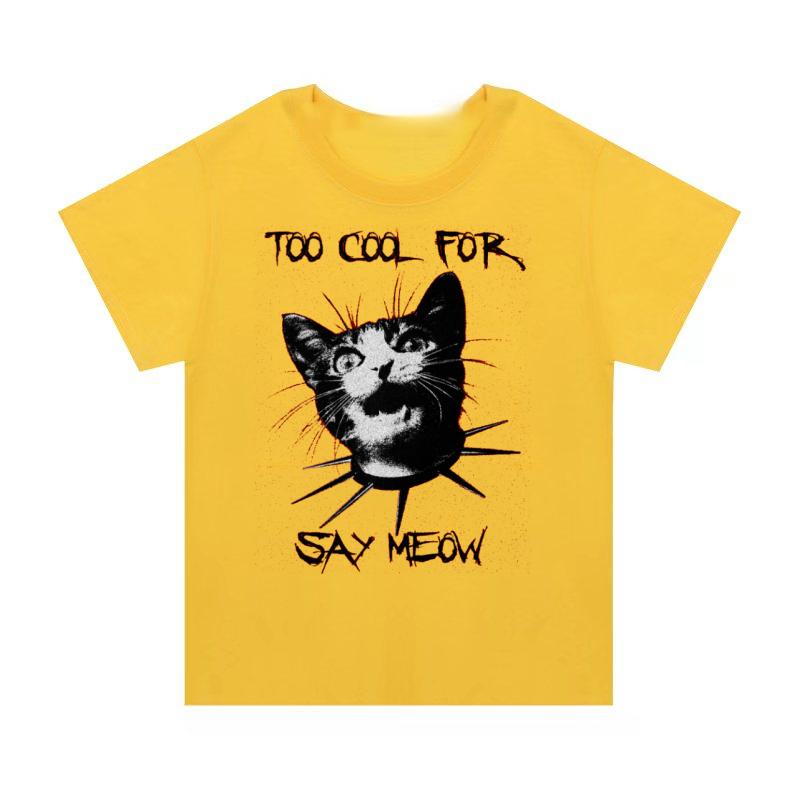 

Adult and Childrens Comforting Catplaying Pure Cotton Tshirt Lazy and Casual Perfect for Staying At Home or Parties S