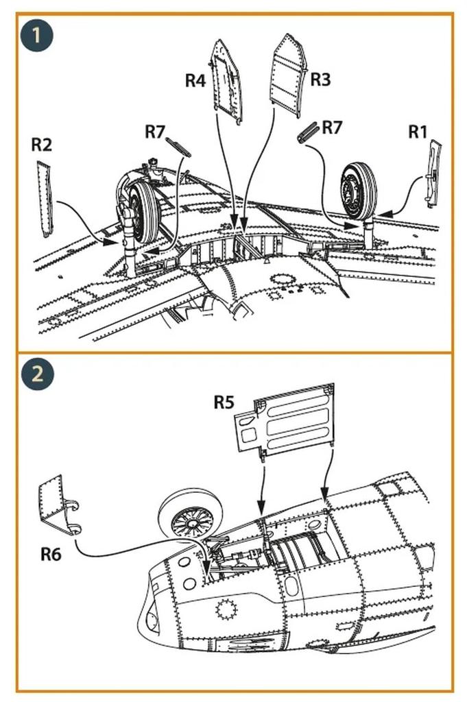 Průhledný kryt podvozku severoamerického Sabru Průhledné plastové modelové díly CPUA48050 Prop! 1/48 F-86A (pro Prop) (Letoun)