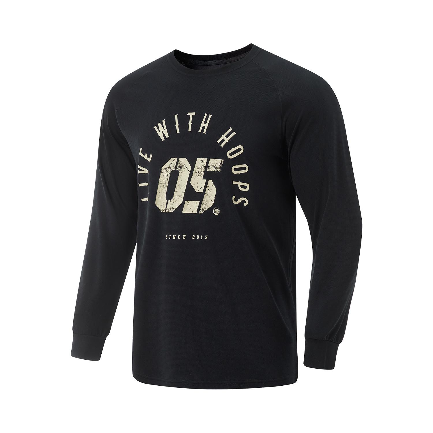 

Li-Ning Comfortable Letter Print Versatile Long Sleeve T-Shirt Men Tops Black ATLV065-2 S