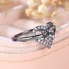 Double Heart Interwoven Diamond Ring Light luxury niche hollow diamond ring Trendy women's jewelry