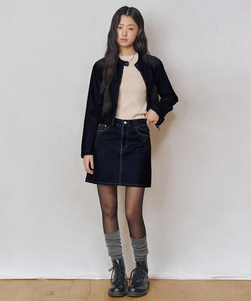 Deketeuumeon [Velvet Denim] Velvet Mini Skirt Dcsk007Dblue