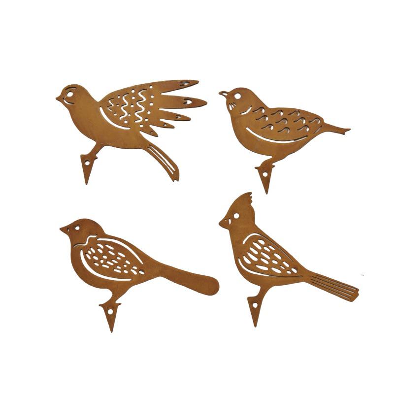 Rusty Wrought Iron Bird Garden Stake