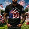 Men’s Short Sleeve Polo Shirt with Independence Day 250th Anniversary Printed Design Casual Fit Button Down Collar