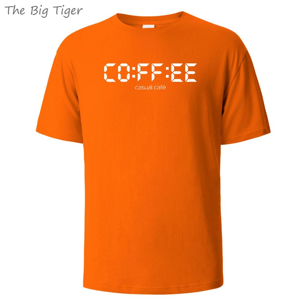 Coffie Printed Essential Cotton Tee Simple Crew Neck Design Soft Breathable Fabric Unisex Short Sleeve Shirt