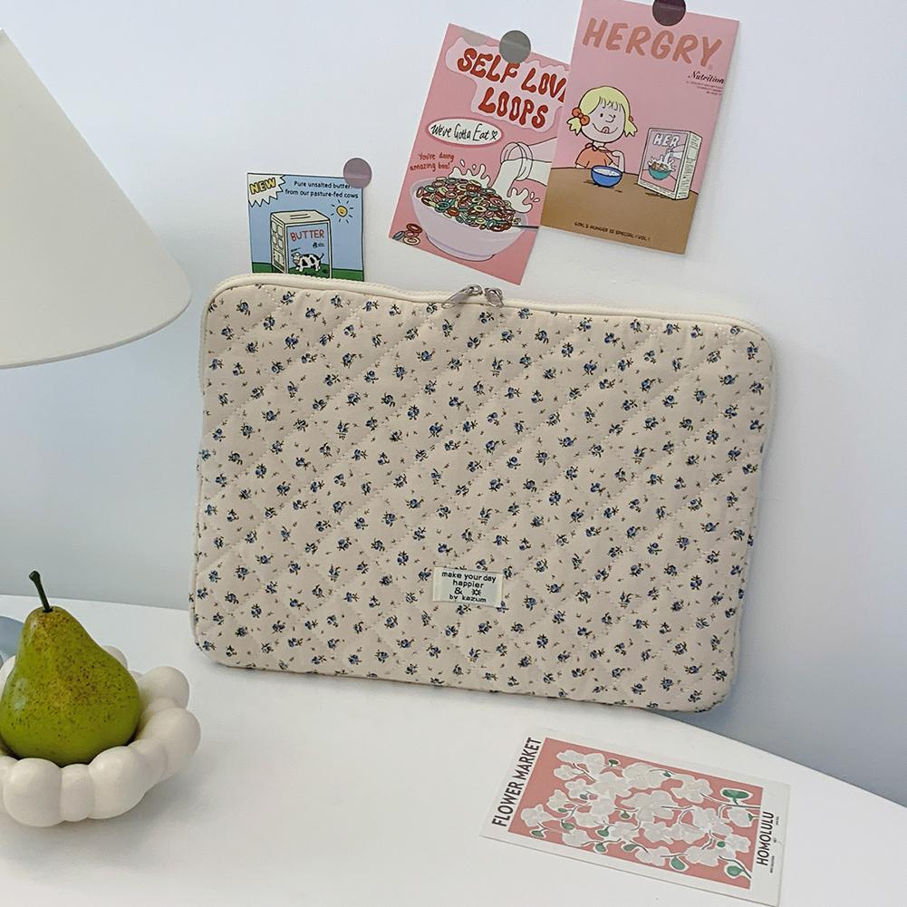 Flower Printed Laptop Carrying Case Quilted Laptop Case Protective Cute Computer Sleeve for 11-15 Inch Laptop Tablet
