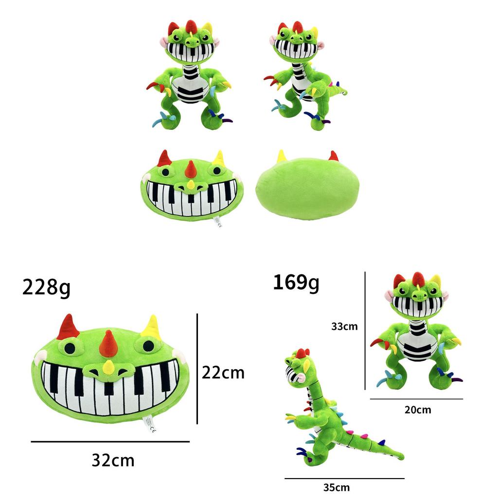 Peluche Poppy Playtime Pianosaurus con Tessuto a Pelo Corto per Decorazione Stanza dei Giochi dei Bambini