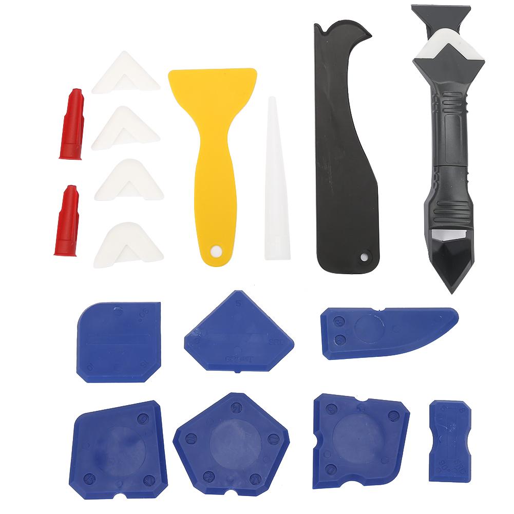 Kit 18 buc Unelte de Calafatare Îndepărtător de Etanșant Siliconic Spatulă Ciment pentru Sticlă Răzuitor pentru Calafatare