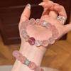 Pink Amethyst & Peach Blossom Crystal Bracelet with Translucent Horse Hair - Women's Lucky Gift