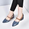 Fashion Comemore 2025 Leather Soft Leather Sandals Women Summer Fashion Pointed Heels Thick Low Heel Shoes Elegant Woman Sandal Female