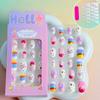 24pcs Kids' Cute Red Cherry/Rabbit/Carrot Press On Nails Cartoon Short Square Fake Nails Reusable Nails Decor with Glue & File