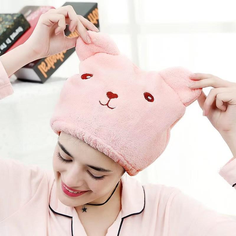 Cute Hair Drying Cap Hat Quick-Dry Hair Towel Cap Super Absorption Turban