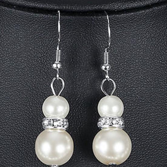 1 Set Faux Pearl Jewelry Women Necklace Bracelet And Drop Earrings Set Elegant White Faux Pearl Jewelry Set for Party Wedding Engagement