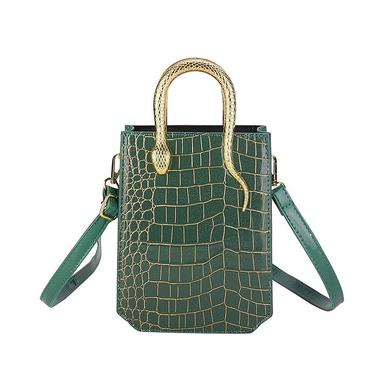 Bags Bags Women's Bags 2025 New European and American Fashion Stone Pattern Personalized Retro Glossy Portable Messenger Tote Bag