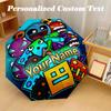Geometry Dash 8 Rib Auto Folding Umbrella, Personalized Custom Name Text