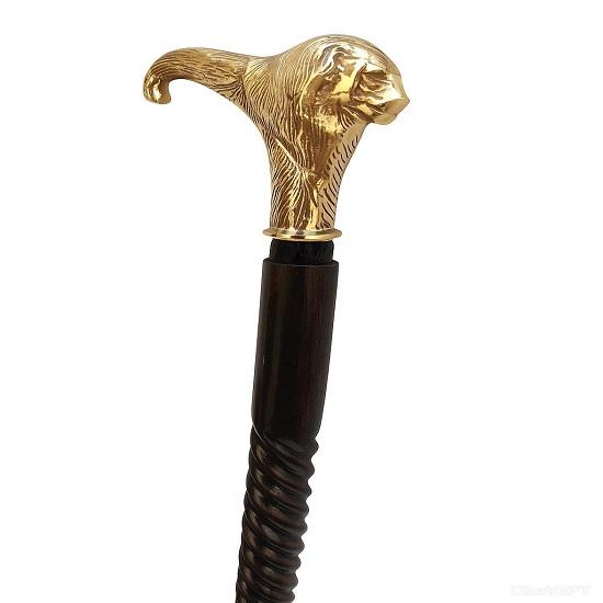 Stil Băț de mers din lemn Mâner din alamă Baston Steampunk