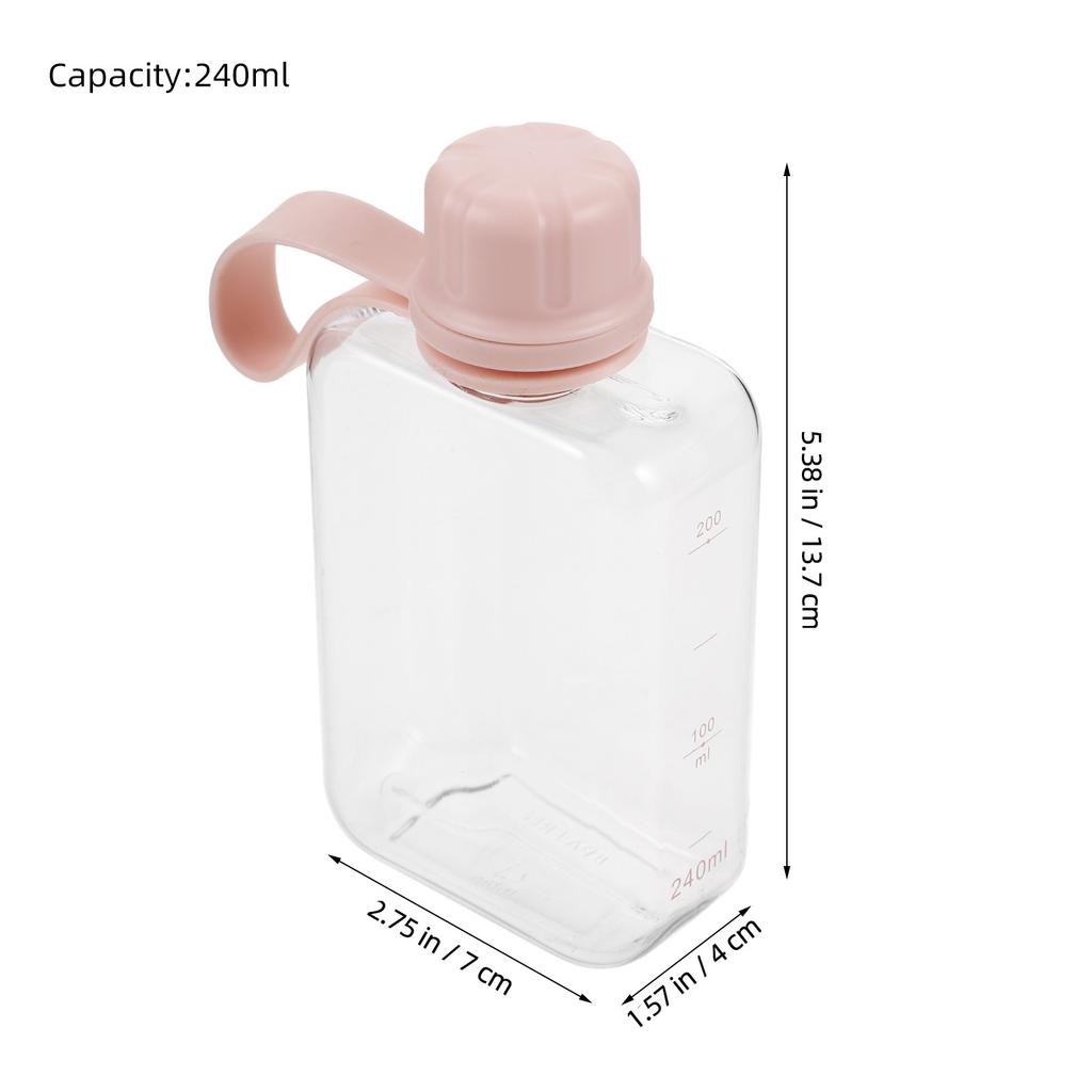 Leakproof Flat Water Bottle 240Ml Travel Flask Portable Mini Pocket Bottle for Gym Camping Outdoor Pink Plastic Flask for Liquor