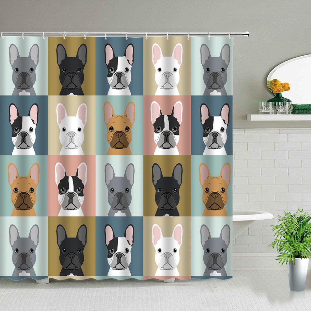 Zwierzę Psa Zasłony Prysznicowe Drukowane w 3D Dekoracja Łazienki Wodoodporna Tkanina Poliestrowa Zasłonka Kąpielowa dla Dzieci Zmywalna Z Haczykami