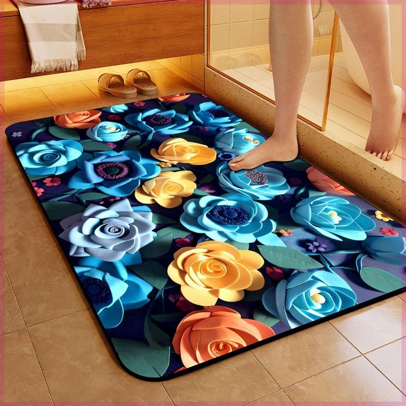 Bathroom Mat Non-Slip Absorbent Mat for Bathroom Entrances, Bathrooms, Toilet Doors, Shower Areas