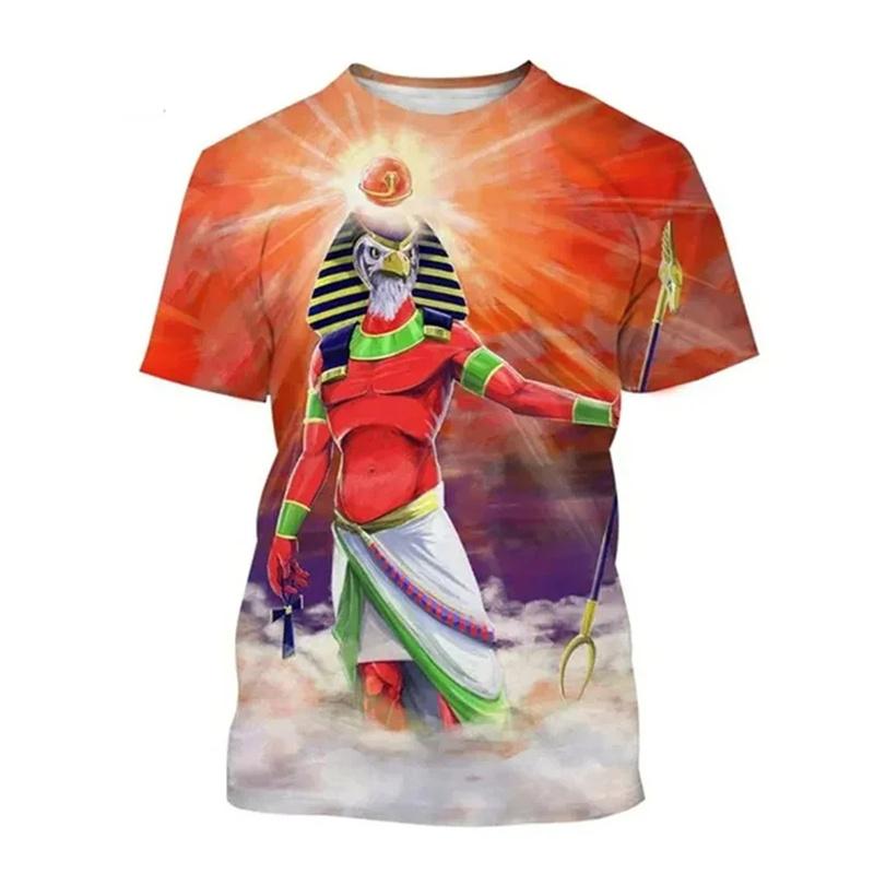 3D Printed Ancient Egypt T-Shirt Men Women Pharaoh Pattern T Shirts Summer Oversized Harajuku Round Neck Tees Short Sleeve Tops