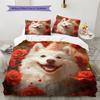 Rose Dog Pattern Bedding Quilt Set  Home Decoration  Gift (1 * duvet cover + 2 * pillowcase  without core)
